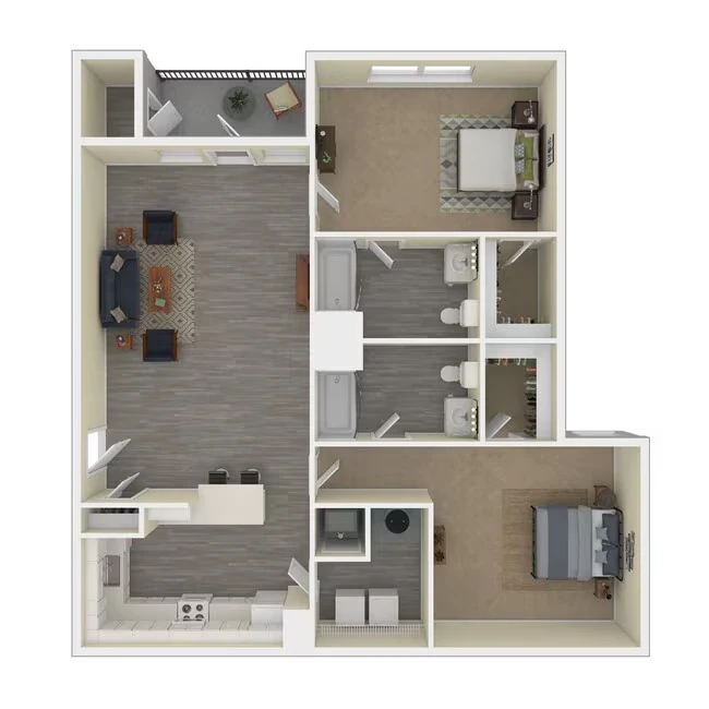 Two Bedroom 1833 floor plan